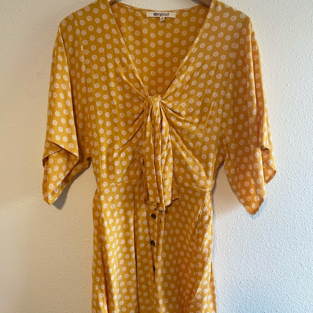 Adorable Rip Curl Spring Mini Dress Size Small Yellow Floral